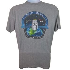 Official Elon Musk SpaceX CRS-14 Dragon Space Capsule Gray Tshirt Size Large
